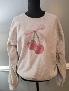 The Vaulty Gray Cherry Crewneck Sweatshirt